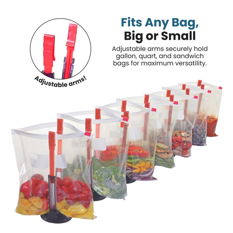Jokari Suction Cup Fortified Baggy Rack 2 Pack For More Stability When Filling Plastic Freezer Storage Zip Lock Bags. Sturdy Clips Hold Containers Open to Pour Leftovers and Meal Prep Ingredients. - Image 3